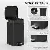 HOMCOM 20L Modern Boxy Metal Home Kitchen Bin - Black