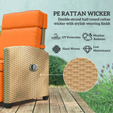 Outsunny 145 Reclining Rattan Armchair, with Footrest - Khaki/Orange