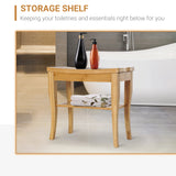 HOMCOM 45cm 2-Tier Slatted Shower Bench Storage Seat w/ 4 Legs Comfortable Safe Bathroom Stool Spa Bath Organiser