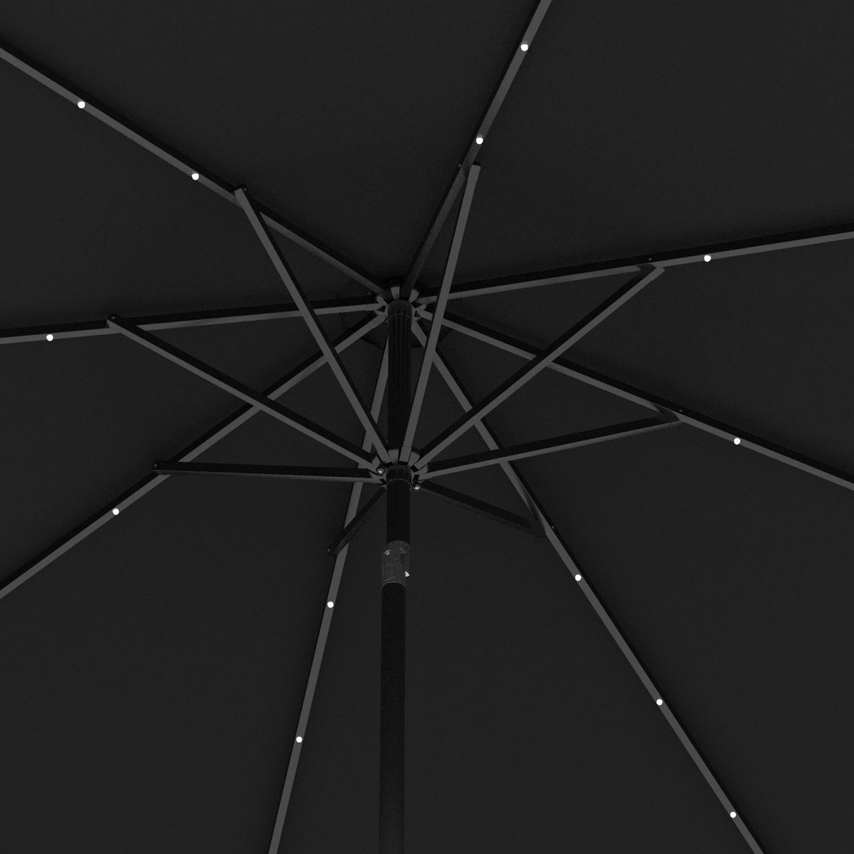 Outsunny 2.7m Outdoor Patio Garden Umbrella Parasol with Tilt Crank and 24 LEDs Lights, Black