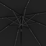 Outsunny 2.7m Outdoor Patio Garden Umbrella Parasol with Tilt Crank and 24 LEDs Lights, Black