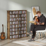 HOMCOM 16-Compartment Media Shelf - Rustic Brown