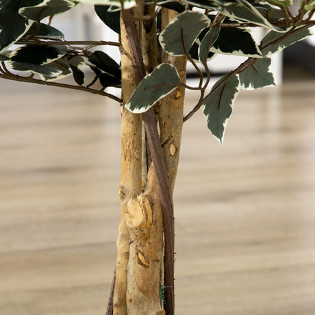 HOMCOM 4.5ft Ficus Artificial Plant with Realistic Leaves, Potted Fake Tree for Home Office Indoor Decor, Green