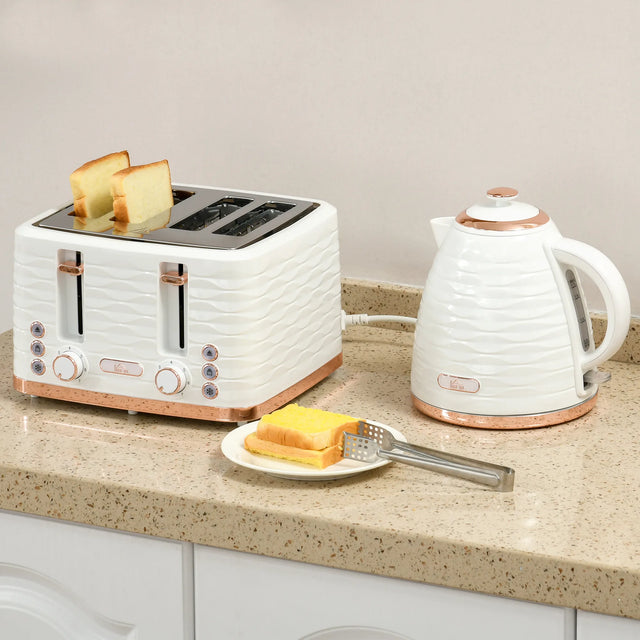 HOMCOM Four-Slice Rippled Toaster - White