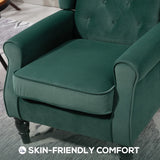 HOMCOM Wingback Accent Chair, Retro Upholstered Button Tufted Occasional Chair for Living Room and Bedroom, Green