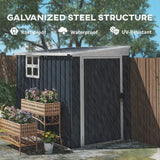 Outsunny 4 x 6ft Garden Metal Shed, Outdoor Storage Shed with Window, 2 Vents and Lockable Door for Garden, Patio, Dark Grey