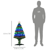 HOMCOM 3 Feet Prelit Artificial Christmas Tree with Multi-Coloured Fiber Optic LED Light, Holiday Home Xmas Decoration, Green