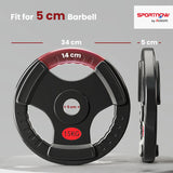 SPORTNOW Olympic Weight Plates, 2"/5cm Weight Disc Pair with Tri-Grips, 2 x 15kg Dumbbell Plates for Weightlifting and Strength Training Home Gym Fitness Workout, Black