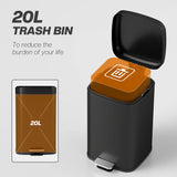 HOMCOM 20L Modern Boxy Metal Home Kitchen Bin - Black