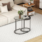 HOMCOM Round Nesting Side Table Set of 2 - Grey