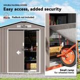 Outsunny 7ft x 4ft Lockable Garden Metal Storage Shed Storage Roofed Tool Metal Shed w/ Air Vents Steel Grey