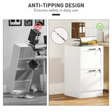 HOMCOM 2 Drawer Filing Cabinet with Lock, Office Storage Cabinet with Adjustable Hanging Bars for A4 Letter Size Files, White