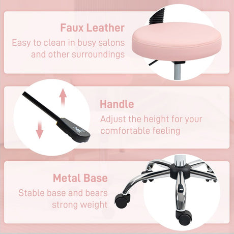 HOMCOM 360° Swivel Seat Salon Stool - Pink