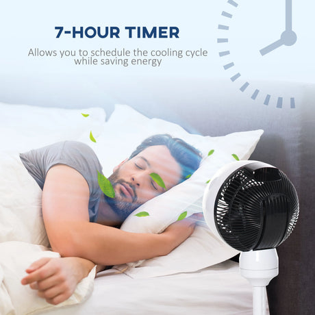 HOMCOM 9'' Air Circulator Fan 3 Speed 3 Mode, 70 Oscillation 90 Vertical Tilt, Height Adjustable, Remote Controller, for Living Room, Bedroom, Office, Black and White