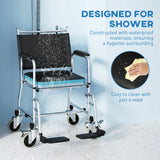 HOMCOM 3-In-1 Commode Wheelchair - Black