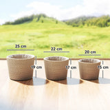 Outsunny Seagrass Planters Set of 3 Plant Pots for Indoor Outdoor Patio Balcony Natural