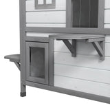 PawHut 2-Story Indoor or Outdoor Cat House W/ Escape Door, Cat Shelter, White