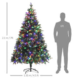 HOMCOM 7ft LED Pre-Lit Artificial Christmas Tree, with Base