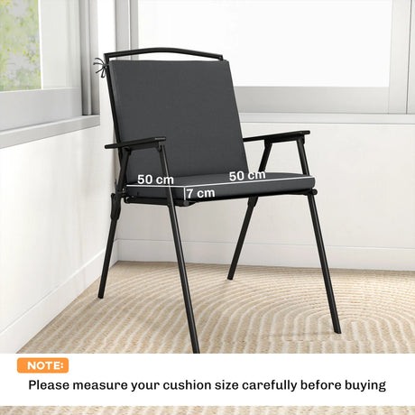Outsunny Outdoor Seat Cushions Set of 2 with Ties, Waterproof Garden Seat Pads, Dark Grey