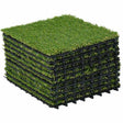 Outsunny 10 PCs 30 x 30cm Artificial Grass Turf, 25mm Pile Height Grass Carpet Fake Grass Mat UV Resistance for Outdoor