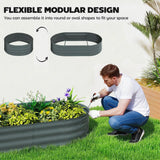 Outsunny Galvanised Raised Garden Bed with Arched Trellis, 4 x 2 x 4.6ft Metal Raised Bed for Garden with Open Bottom, Dark Grey
