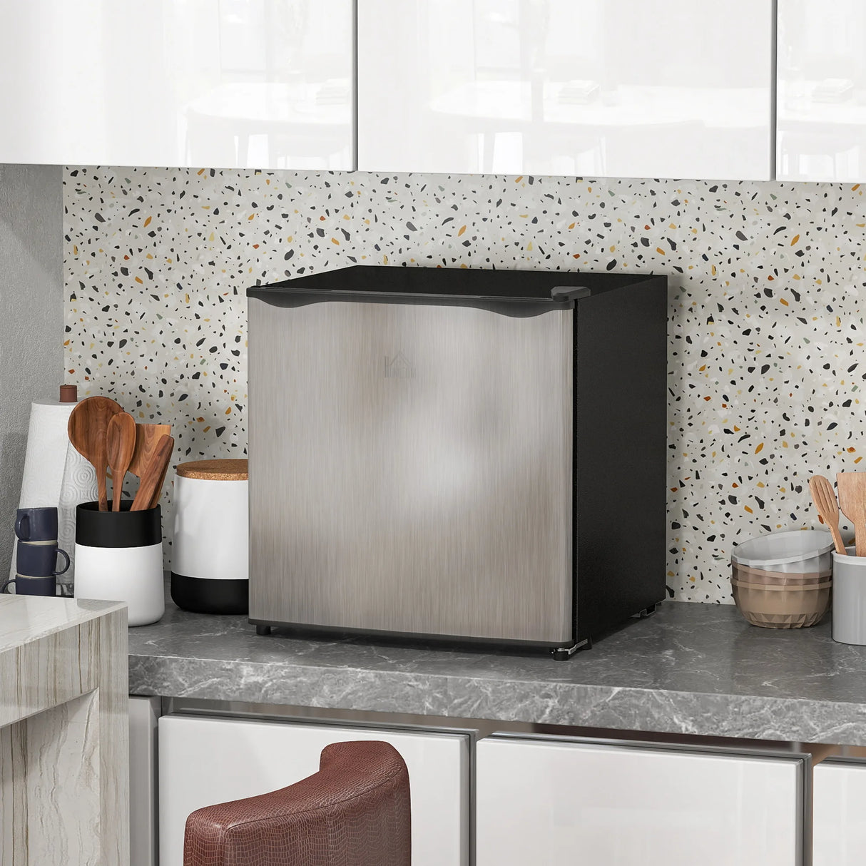 HOMCOM 35L Mini Freezer, -24 to -14 Temperature - Silver Tone