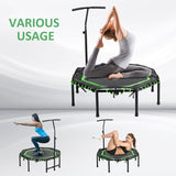 HOMCOM 48" Octagonal Mini Fitness Rebounder Trampoline Indoor Outdoor Foldable Mini Jumper with Adjustable Handle, Green