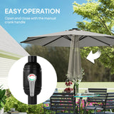 Outsunny 2.6 m Garden Parasol Umbrella with LED Solar Light, Parasol Cover, Outdoor Market Patio Umbrella, Light Grey
