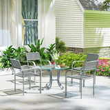 Outsunny Stackable Garden Chairs Set of 4, Rattan Effect Outdoor Dining Chairs, Light Grey