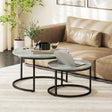 HOMCOM Set of Two Marble-Effect Stacking Tables - Grey