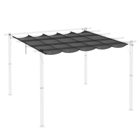 Outsunny Retractable Pergola Cover, 2.55 x 2.5 m Replacement Canopy Fabric for 3 x 3 m Frame, Roof Top Only, Dark Grey