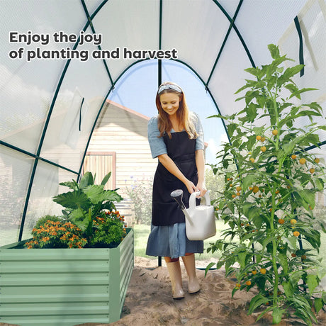Outsunny Hoop House Greenhouse with Sandbags, Walk-In Tunnel Green House with 2 Doors and Screen Windows, 1.8 x 1.8 x 2m, White