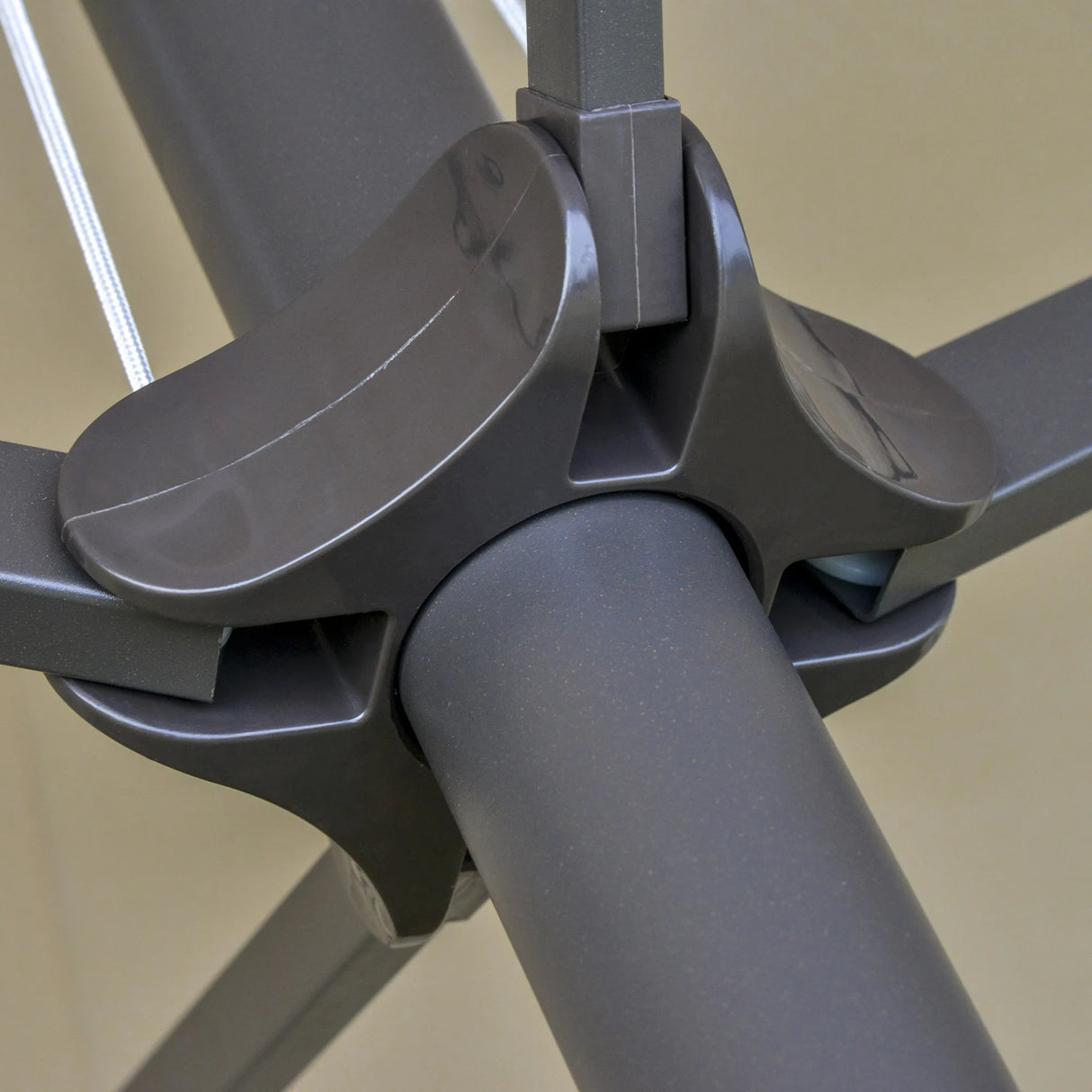 Outsunny 4.6M Sun Umbrella Canopy Double-sided Crank Sun Shade w/ Cross Base Khaki