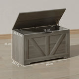 HOMCOM 100L Home Storage Box, with Safety Hinges - Charcoal Grey