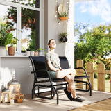 Outsunny 2-Person Outdoor Glider Bench Patio Double Swing Gliding Chair Loveseat w/Power Coated Steel Frame for Garden Patio Porch, Black