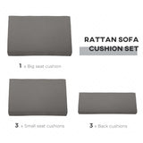 Outsunny Outdoor Cushion Pad Set for Rattan Furniture, 7 Piece Garden Furniture Cushions, Patio Conversation Set Cushions, Lightweight and Durable, Grey