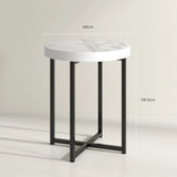 HOMCOM Set of 2 Round Side Table with Metal Legs, Modern End Table Bedside Table for Living Room, Bedroom, White