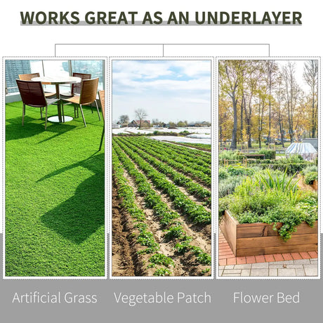 Outsunny 1m x 50m Weed Control Membrane, Heavy Duty Weed Control Barrier Fabric, 90gsm Ground Cover for Patios, Garden, Flower beds, Landscaping