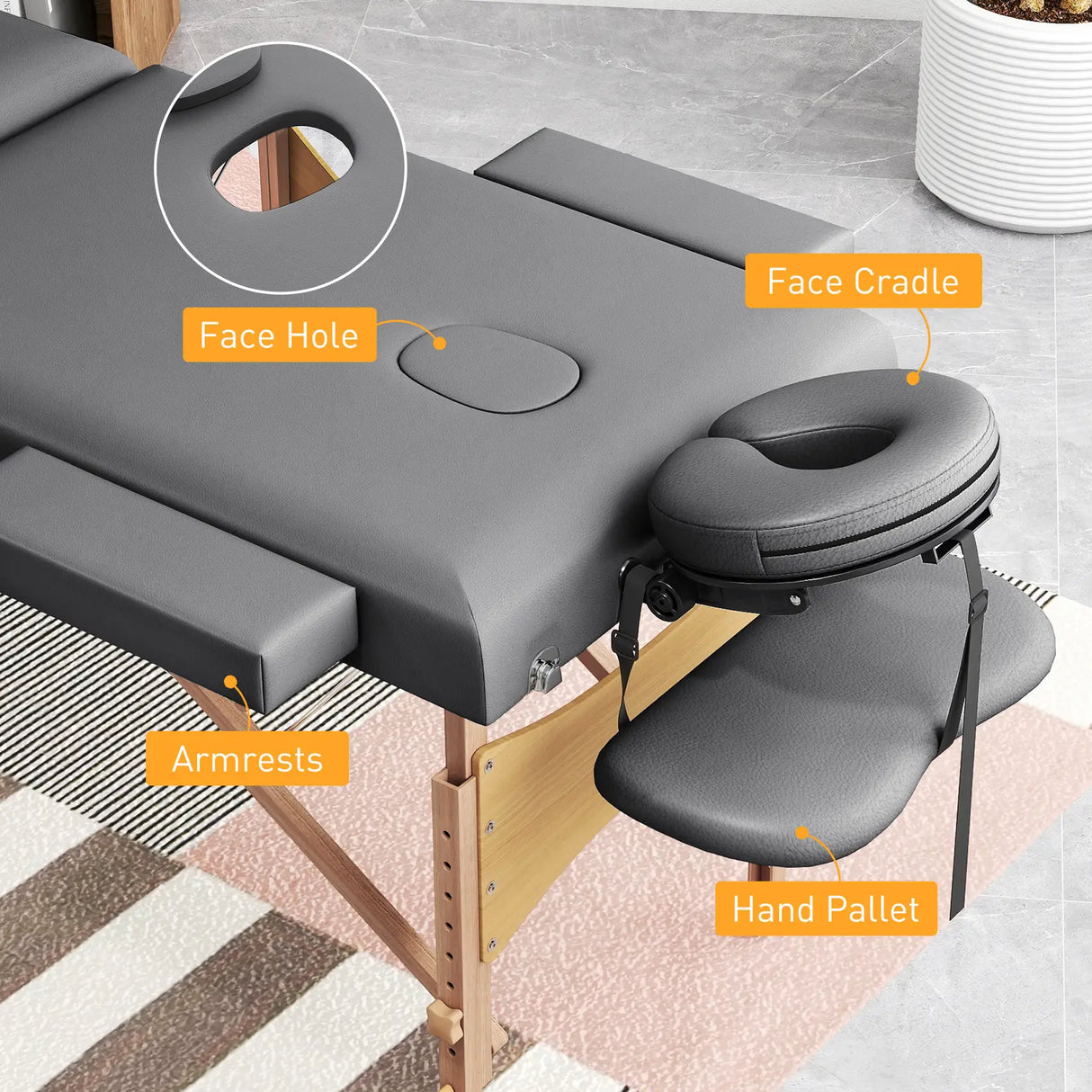 HOMCOM Adjustable Folding Massage Table - Grey