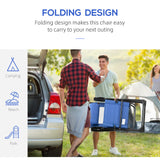 Outsunny Folding Garden Chairs Set of 2, 5-Position Recliner Camping Chair with High Back, All Weather Texteline Seat, Portable Outdoor Dining Chairs with Headrests for Patio, Picnic, Blue