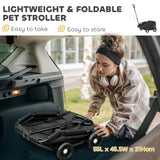 PawHut Pet Wagon Cart, Dog Stroller for Small Dogs and Cats with 4 Wheels, Safety Straps, Storage Bag, Mat