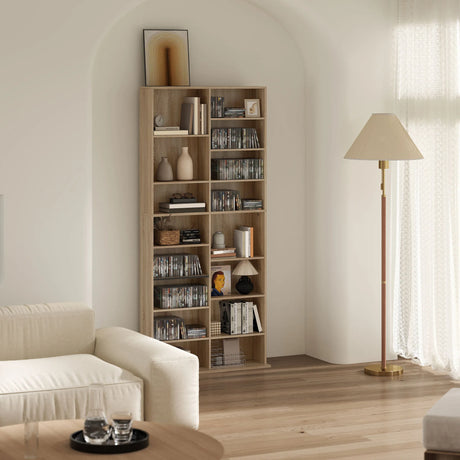 HOMCOM 640 CD Storage Tower - Nature Wood Finish