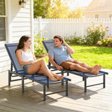 Outsunny Set of Two Reclining Sun Loungers - Dark Blue
