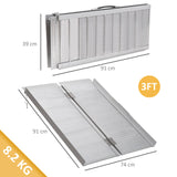 HOMCOM 3ft Folding Aluminum Wheelchair Ramp Scooter Portable Mobility Assist Suitcase Access Aid Disabled