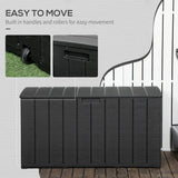 Outsunny 336 Litre Garden Storage Box, Water-resistant Heavy Duty Double Wall Plastic Container, Extra Large Outdoor Garden Furniture Organizer, Deck Cushion Chest with Wheels and Handles, Black