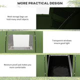 Outsunny 4-6 Man Camping Tent with Living Area and 2 Bedrooms, Hiking Sun Shelter, UV Protection Tunnel Tent, Dark Green
