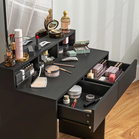 HOMCOM Multi-Storage Dressing Table, with Mirror - Black