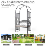 Outsunny Metal Frame Bench W/Arch, 114Lx60Wx206H cm-Grey
