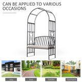 Outsunny Metal Frame Bench W/Arch, 114Lx60Wx206H cm-Grey