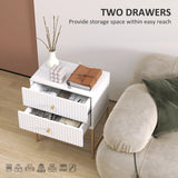 HOMCOM Elegant Two-Drawer Bedside Table - White